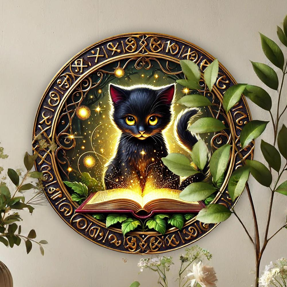 Charming Black Cat Metal Sign Magic Home Decor-MoonChildWorld
