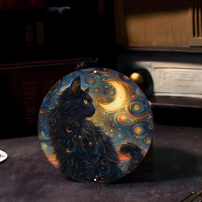 Charming Black Cat Moon Metal Sign Aesthetic Home Decor-MoonChildWorld