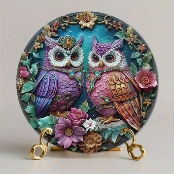 Charming Owls Metal Sign Spirit Animal Home Decor-MoonChildWorld