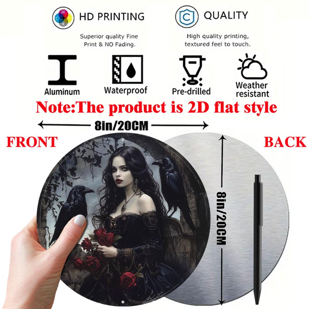 Charming Witch Raven Metal Sign Halloween Gothic Decor-MoonChildWorld