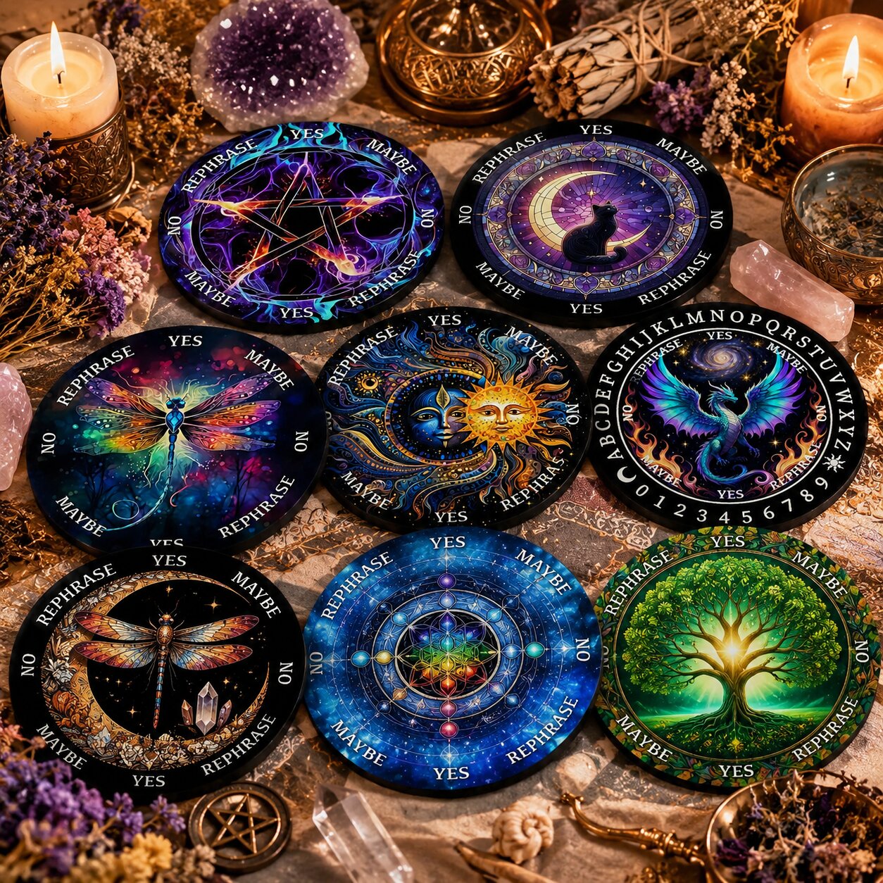 Crystal Star Astrology Pendulum Board for Scrying