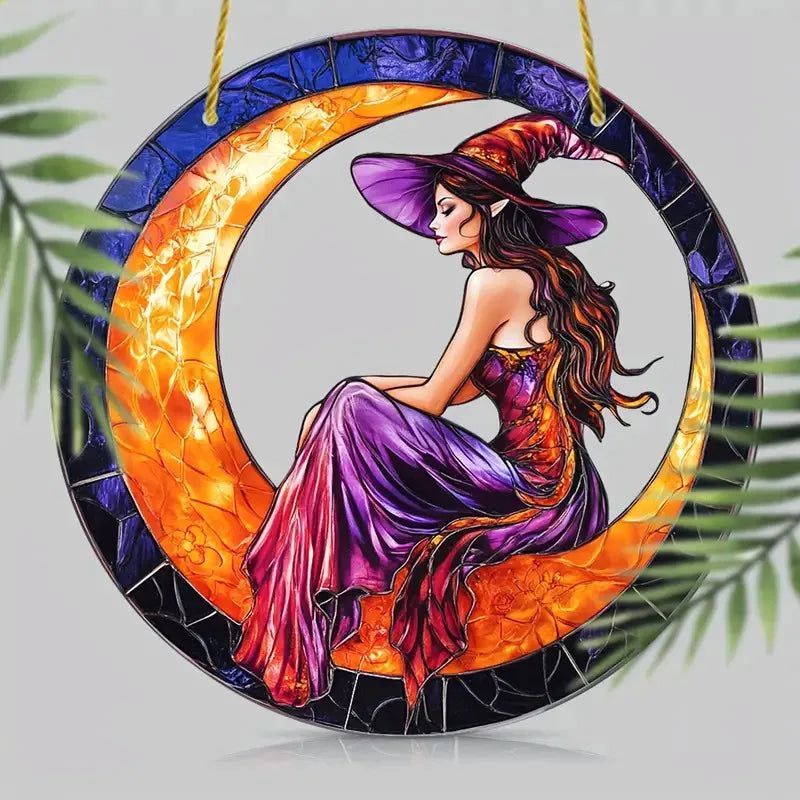 Christmas Suncatcher Mystic window decor Witchy suncatcher Witch Hanging Ornament-MoonChildWorld