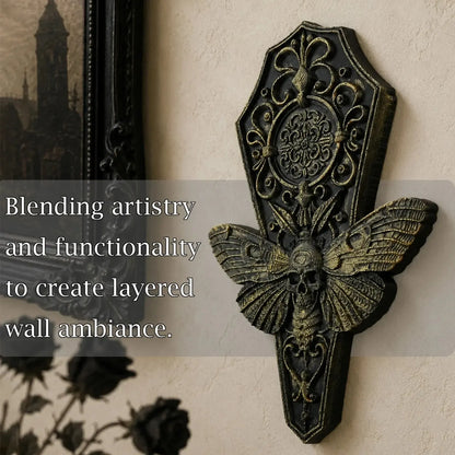Death's head moth plaque – witchy gothic entryway decor styled