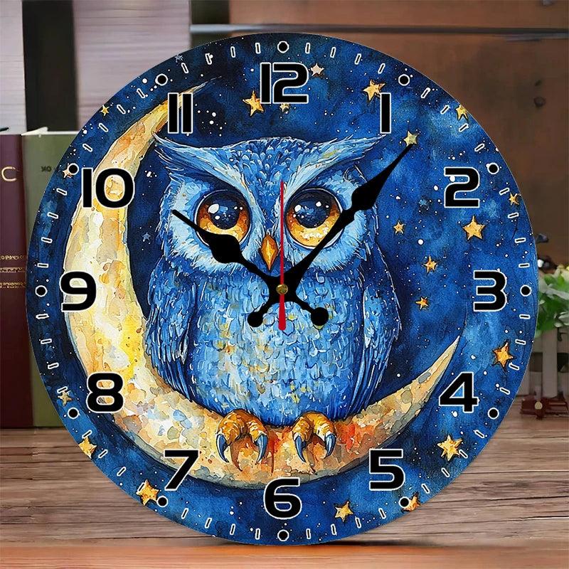 Colorful Owl Wooden Wall Clock-MoonChildWorld