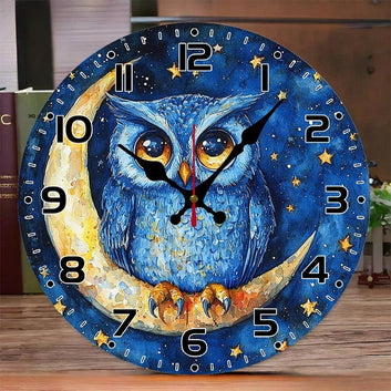 Colorful Owl Wooden Wall Clock-MoonChildWorld