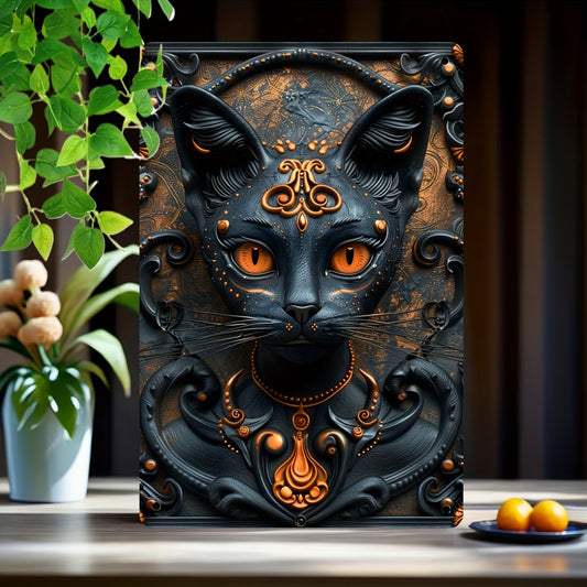 Occult Black Cat Metal Tin Sign Black Cat Wall Art for Gothic Decor-MoonChildWorld