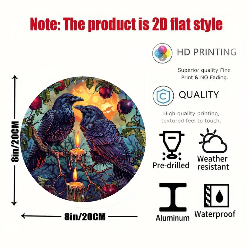 Couple Crow Metal Sign Couple Raven Wall Sign Art-MoonChildWorld