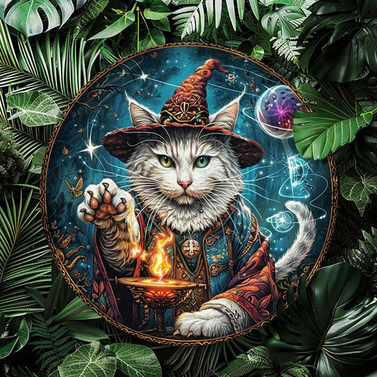 Magic Cat Metal Sign Halloween Wall Sign Witchy Home Decor-MoonChildWorld