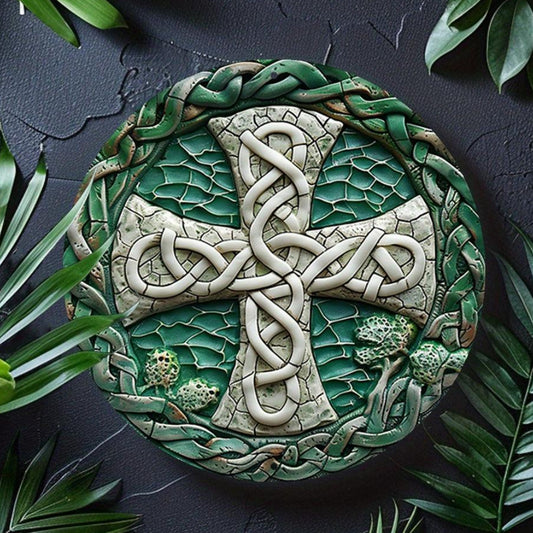 Celtic Knot Celtic Cross Metal Sign Pagan Decor-MoonChildWorld