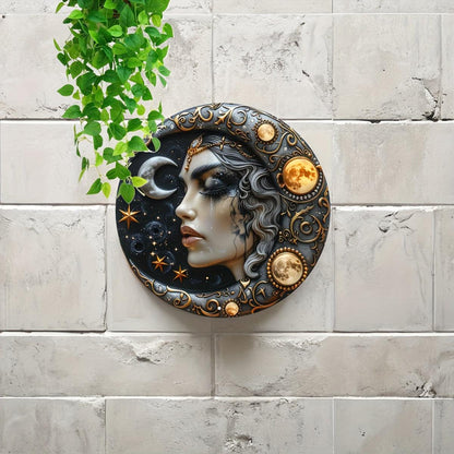 Crescent Moon Goddess Metal Sign Celestial Home Decor-MoonChildWorld