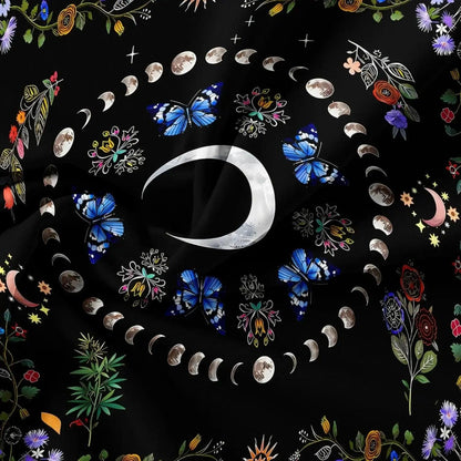 Crescent Moon & Moon Phases Duvet Cover Set Wiccan Bedding Set Pagan Home Decor-MoonChildWorld