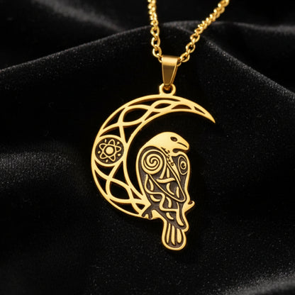 Crescent Moon Raven Necklace – size and scale reference