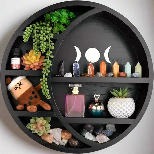 Crescent Moon Shelf for Crystals Stone Essential Oil-MoonChildWorld