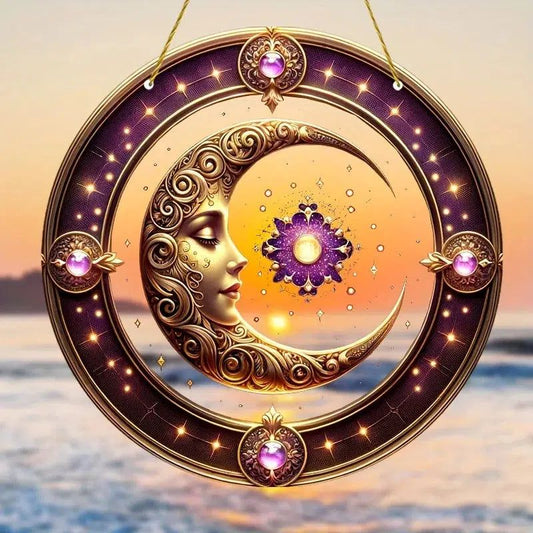 Crescent Moon Suncatcher Moon Acrylic Sign Magic Moon Window Decor-MoonChildWorld