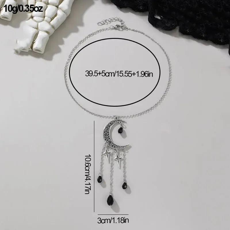 Crescent Moon Tassel Necklace Witchy Jewelry-MoonChildWorld