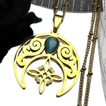 Crescent Moon Witch Knot Celtic Necklace Wicca Pagan Jewelry-MoonChildWorld