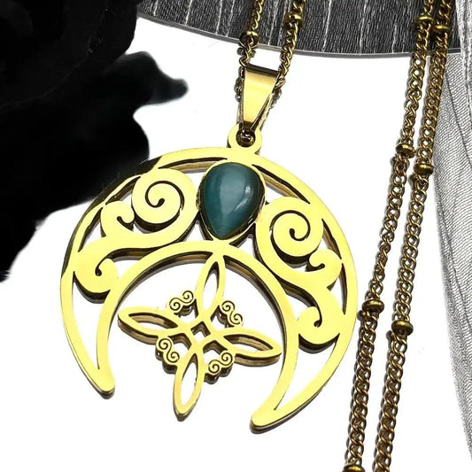 Crescent Moon Witch Knot Celtic Necklace Wicca Pagan Jewelry-MoonChildWorld