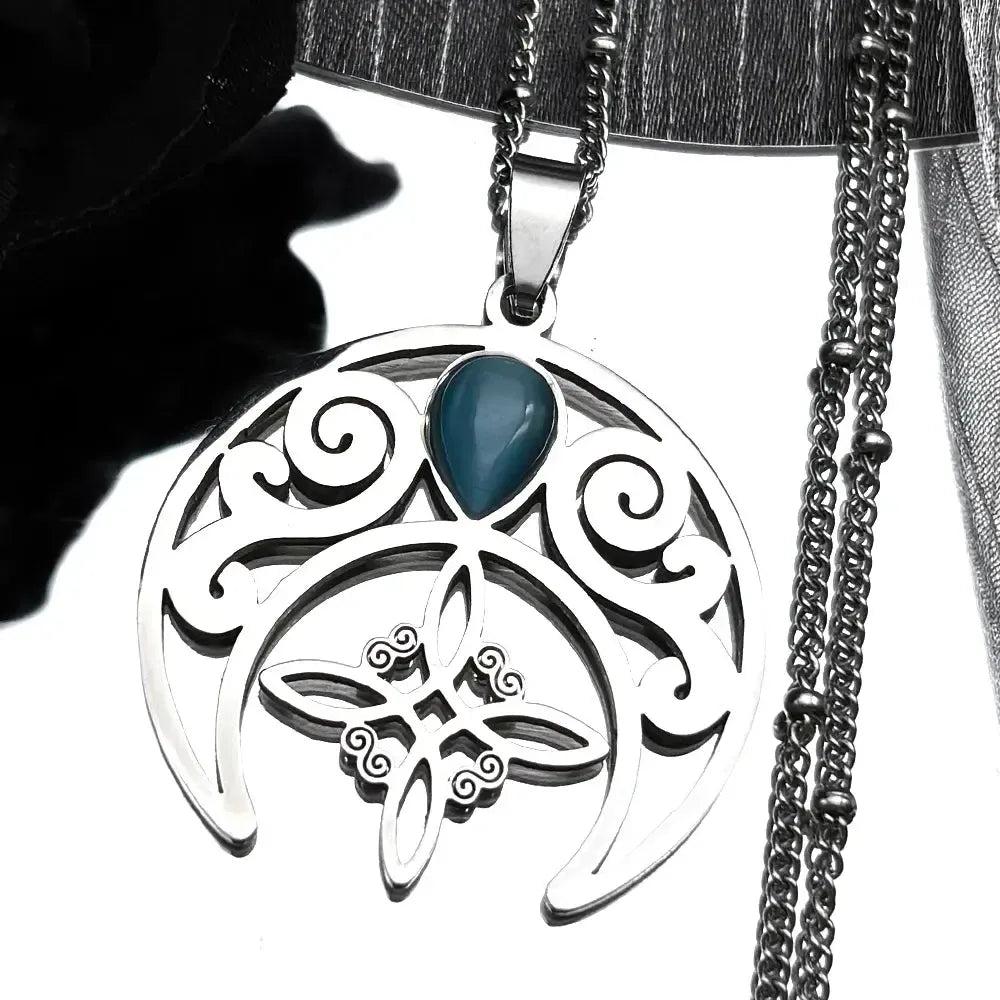 Crescent Moon Witch Knot Celtic Necklace Wicca Pagan Jewelry-MoonChildWorld