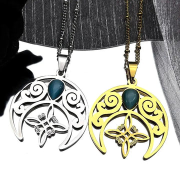 Crescent Moon Witch Knot Celtic Necklace Wicca Pagan Jewelry-MoonChildWorld