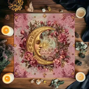 Crescent Moon Witchy Altar Cloth Witchcraft Tarot Tablecloth for Divination Wicca Decor-MoonChildWorld