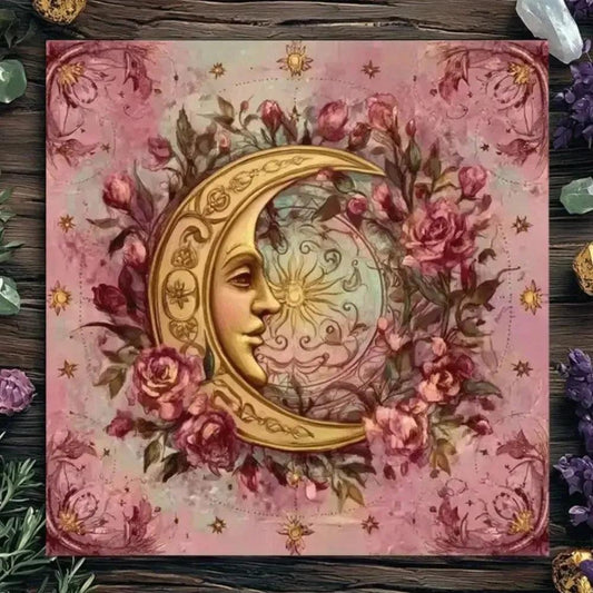 Crescent Moon Witchy Altar Cloth Witchcraft Tarot Tablecloth for Divination Wicca Decor-MoonChildWorld