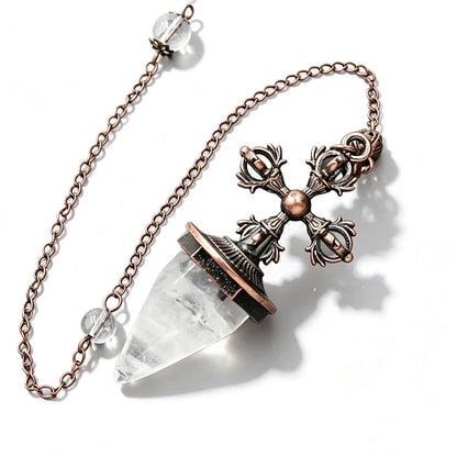 Cross Charm Crystal Pendulum for Divination and Dowsing Pendant-MoonChildWorld