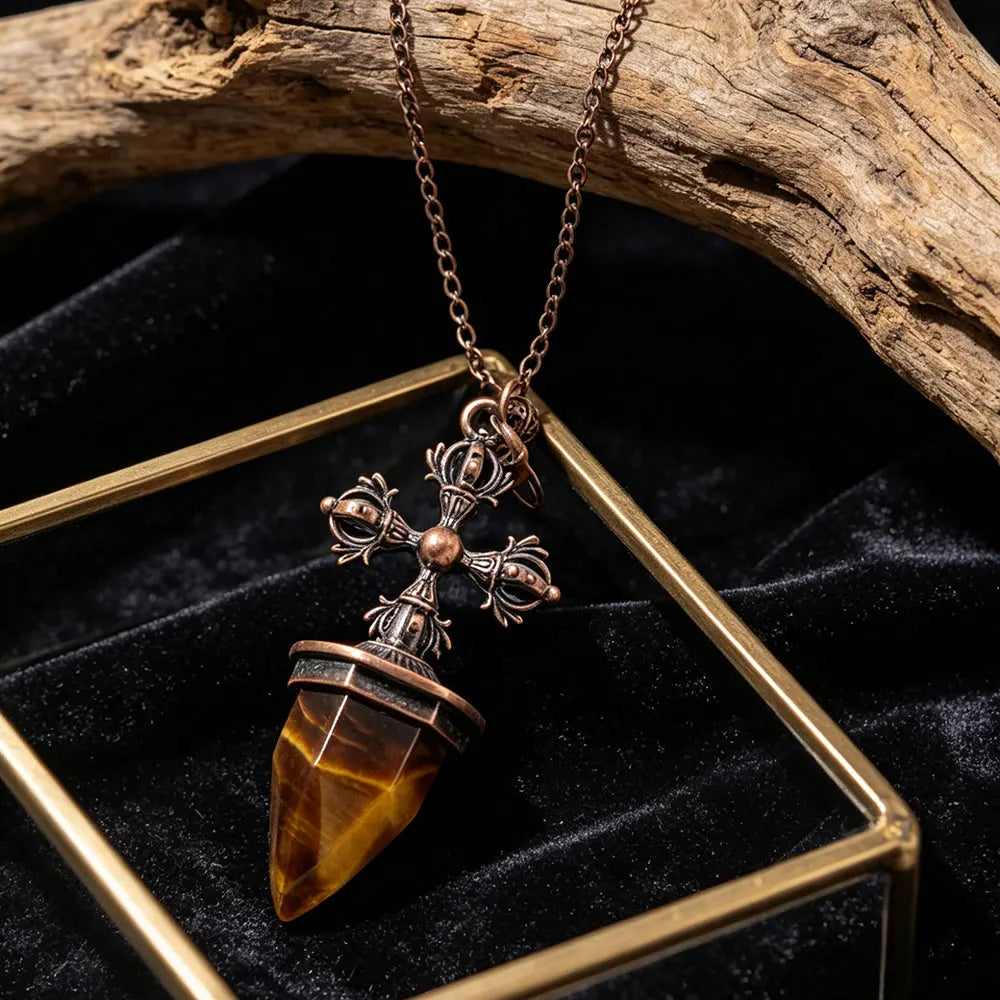 Cross Charm Crystal Pendulum for Divination and Dowsing Pendant-MoonChildWorld