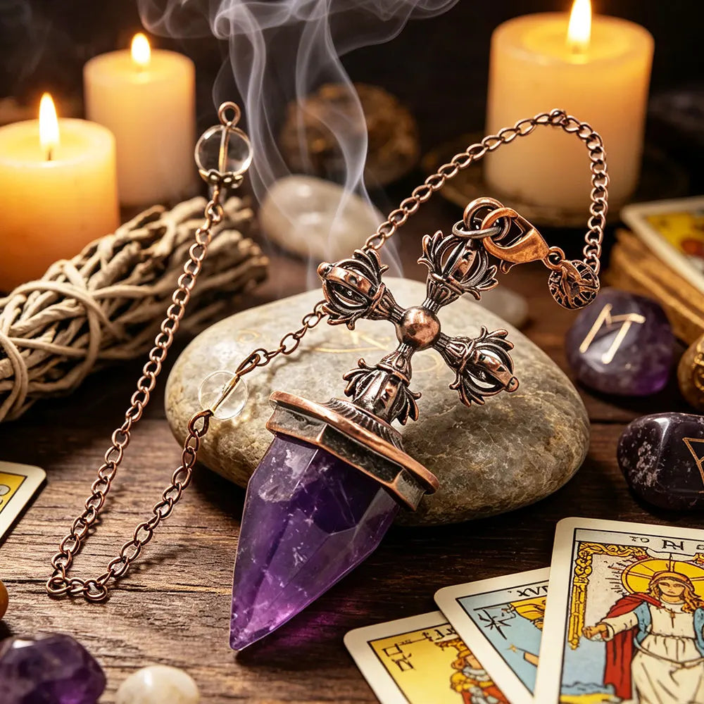 Cross Charm Crystal Pendulum for Divination and Dowsing Pendant-MoonChildWorld