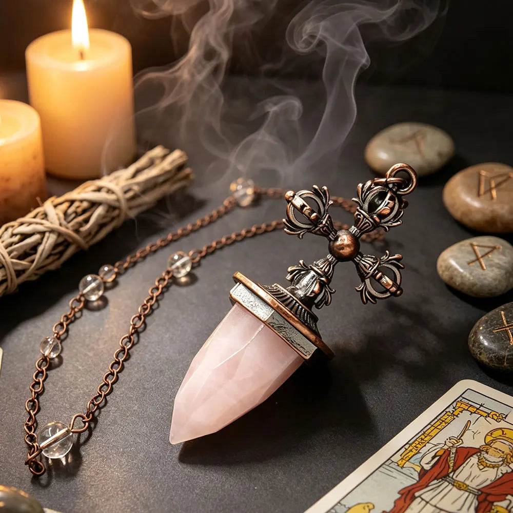 Cross Charm Crystal Pendulum for Divination and Dowsing Pendant-MoonChildWorld