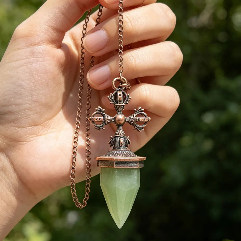 Cross Charm Crystal Pendulum for Divination and Dowsing Pendant-MoonChildWorld