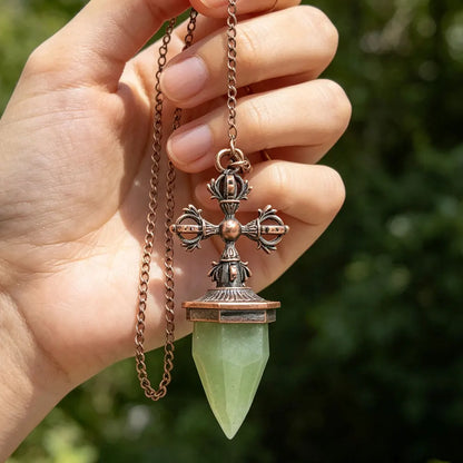 Cross Charm Crystal Pendulum for Divination and Dowsing Pendant-MoonChildWorld