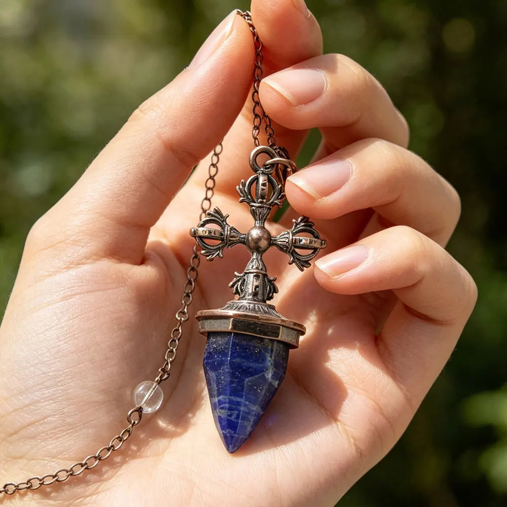 Cross Charm Crystal Pendulum for Divination and Dowsing Pendant-MoonChildWorld