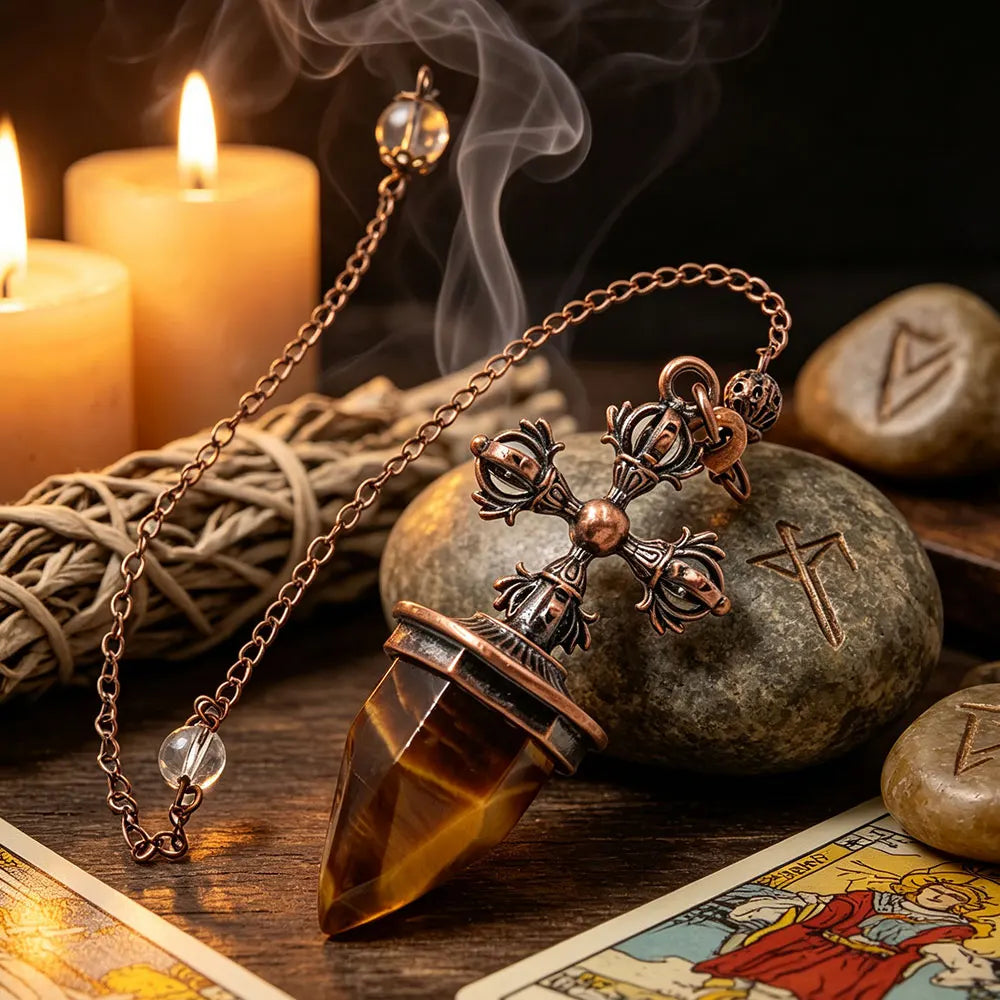Cross Charm Crystal Pendulum for Divination and Dowsing Pendant-MoonChildWorld