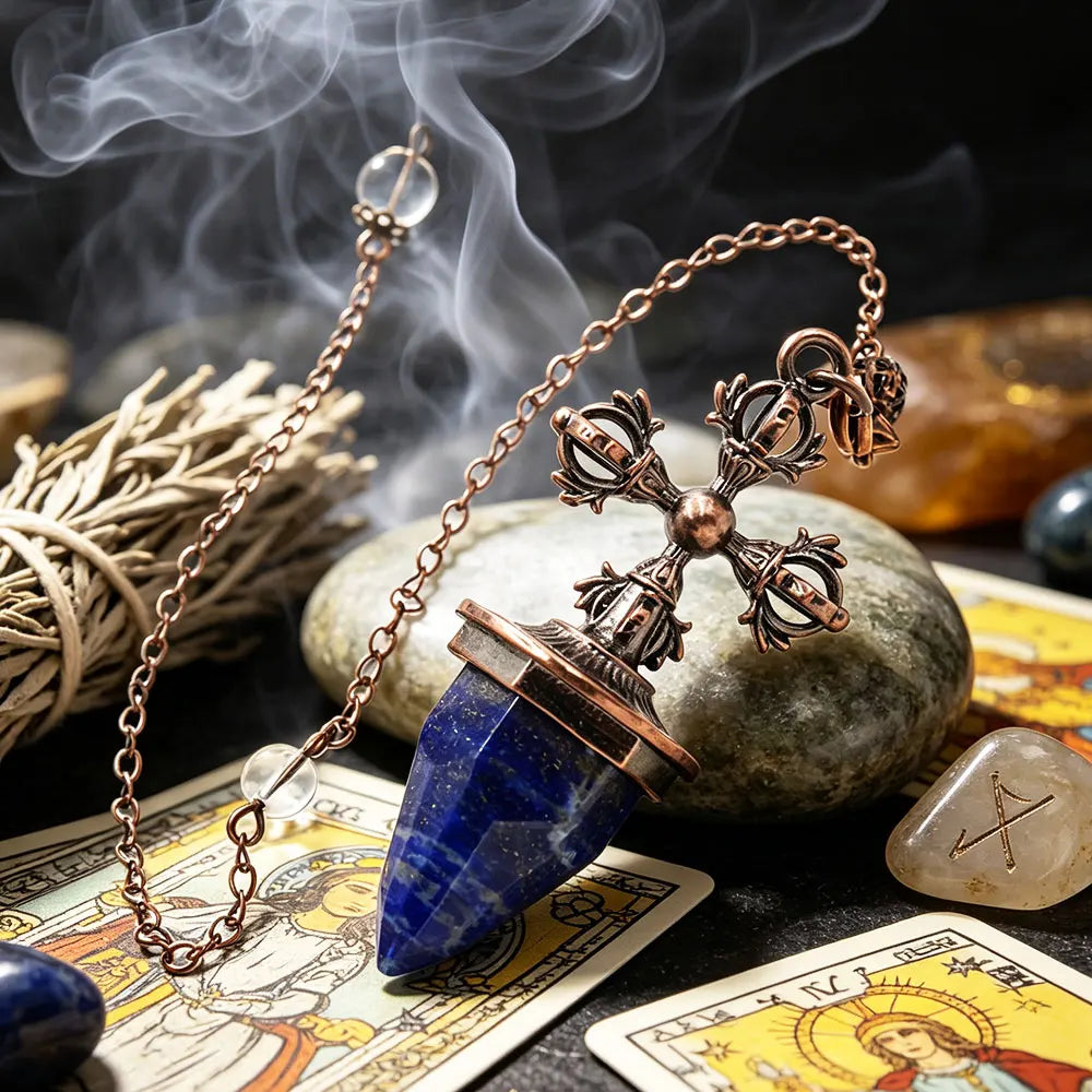 Cross Charm Crystal Pendulum for Divination and Dowsing Pendant-MoonChildWorld
