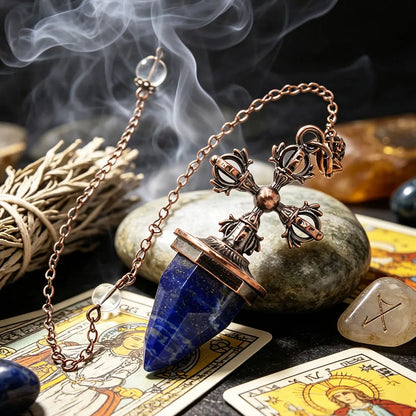 Cross Charm Crystal Pendulum for Divination and Dowsing Pendant-MoonChildWorld