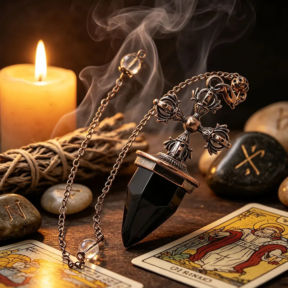 Cross Charm Crystal Pendulum for Divination and Dowsing Pendant-MoonChildWorld