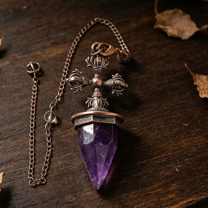 Cross Charm Crystal Pendulum for Divination and Dowsing Pendant-MoonChildWorld