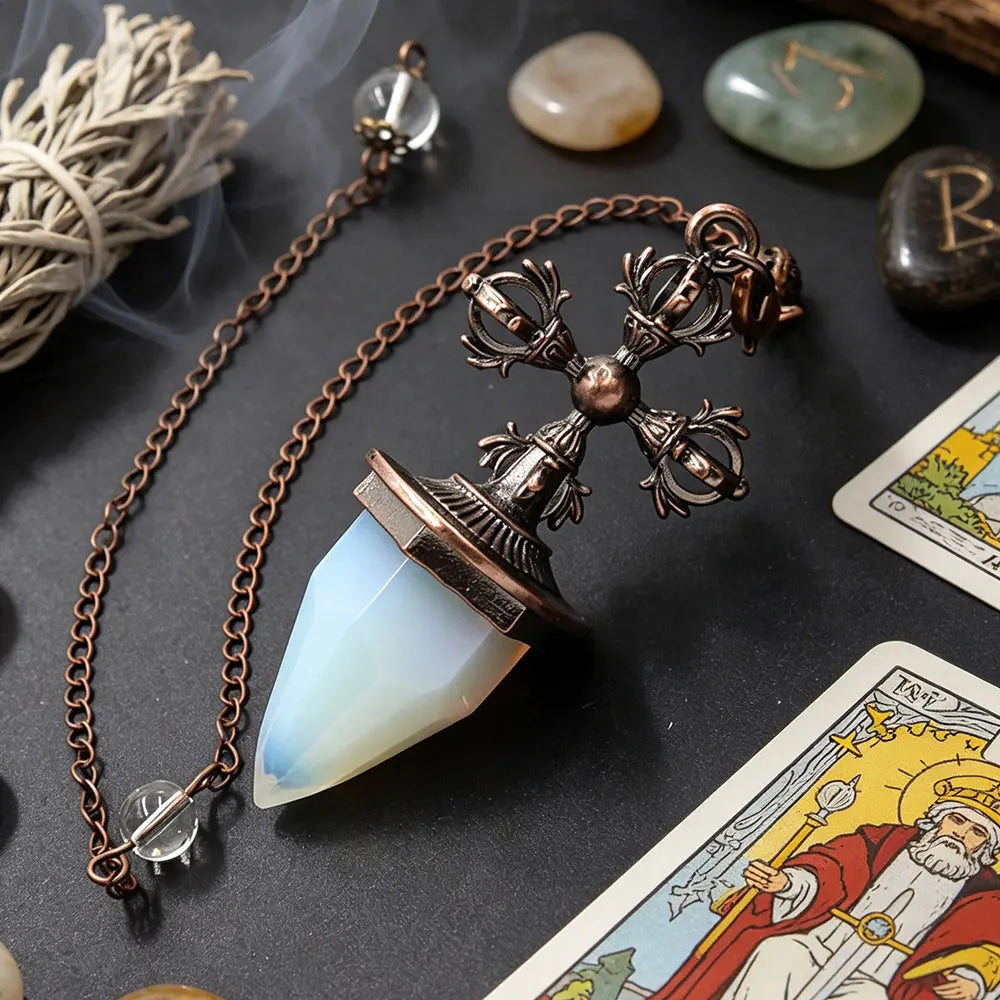 Cross Charm Crystal Pendulum for Divination and Dowsing Pendant-MoonChildWorld
