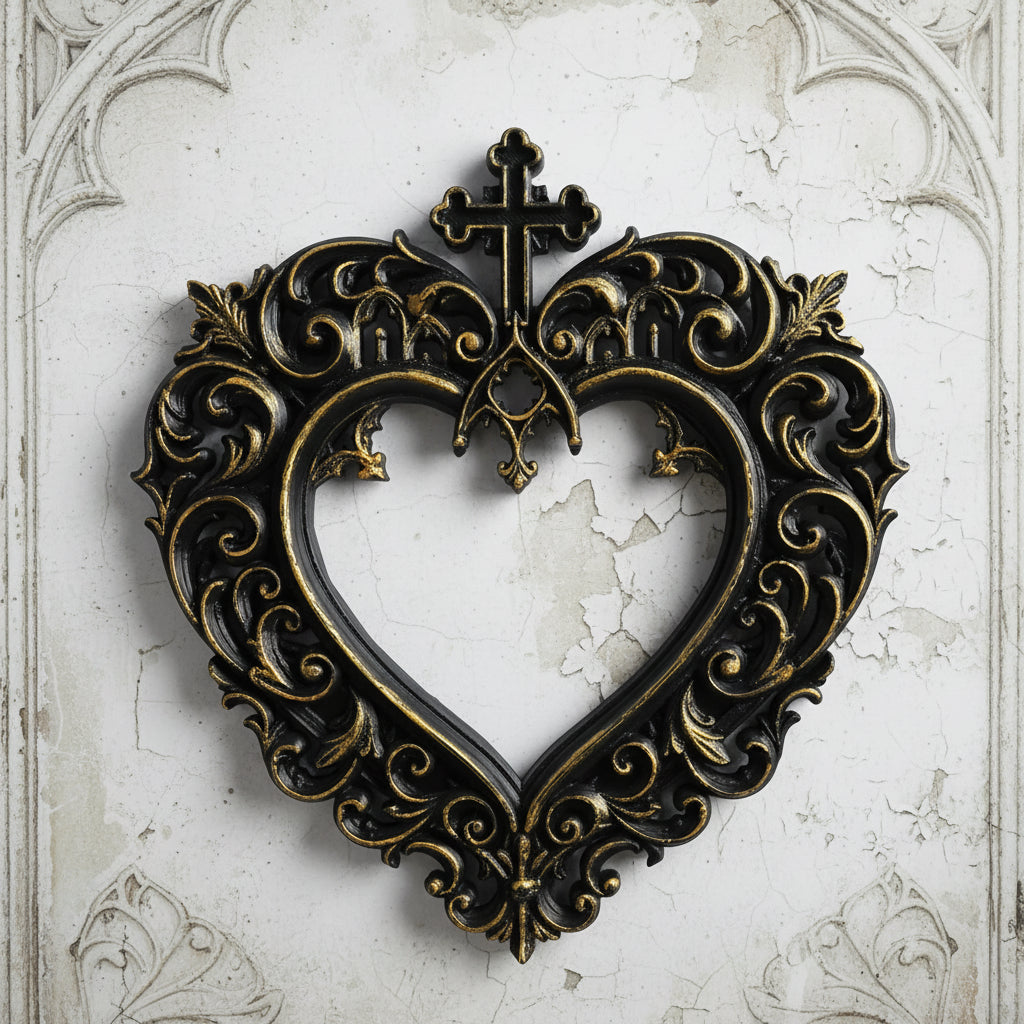 Sacred heart photo frame – devotional carved detail