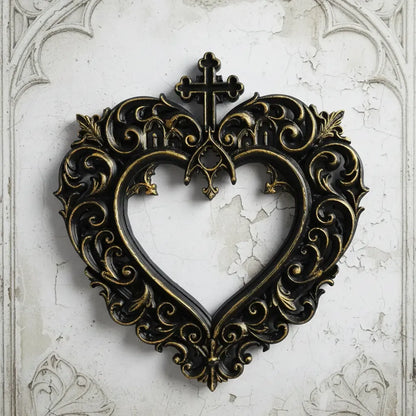 Sacred heart photo frame – devotional carved detail