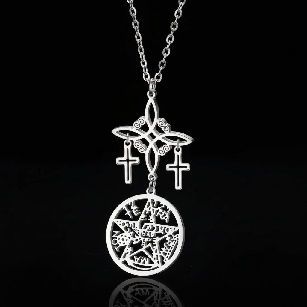 Cross Witch Celtic Knot Pentacle Tetragrammaton Necklace Witchcraft Jewelry-MoonChildWorld