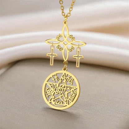 Cross Witch Celtic Knot Pentacle Tetragrammaton Necklace Witchcraft Jewelry-MoonChildWorld