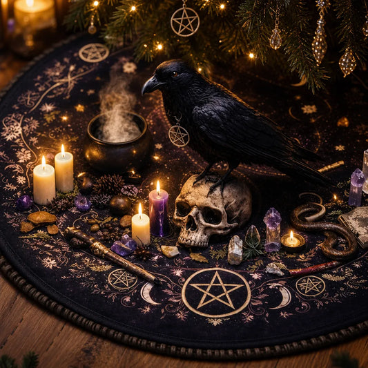 Crow Yule Tree Skirt – Pagan Witch Gothic Decor-MoonChildWorld