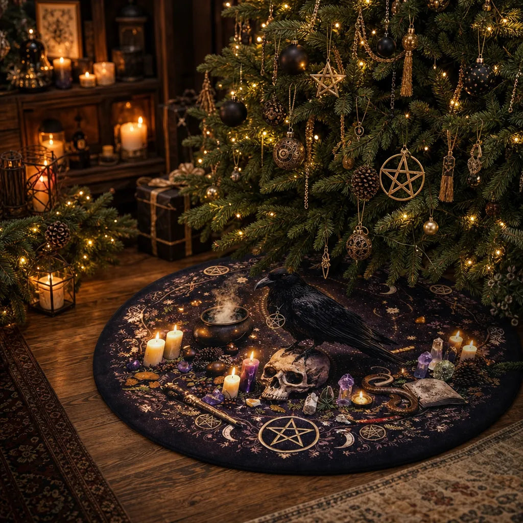 Crow Yule Tree Skirt – Pagan Witch Gothic Decor-MoonChildWorld