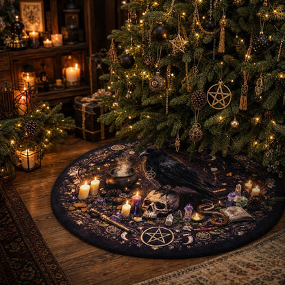 Crow Yule Tree Skirt – Pagan Witch Gothic Decor-MoonChildWorld