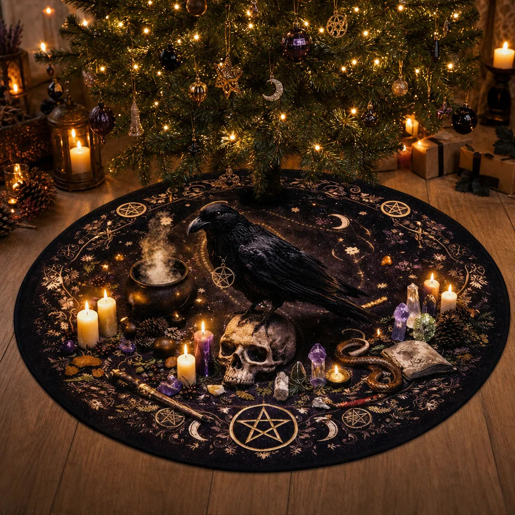 Crow Yule Tree Skirt – Pagan Witch Gothic Decor-MoonChildWorld