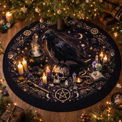 Crow Yule Tree Skirt – Pagan Witch Gothic Decor-MoonChildWorld