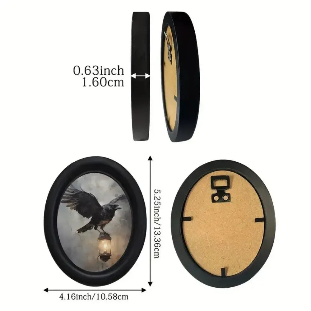 Crow on Lantern Oval Frame Wall Decoration – styled on wall