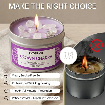 Crown Chakra crystal candle quality comparison versus a low-quality metal candle