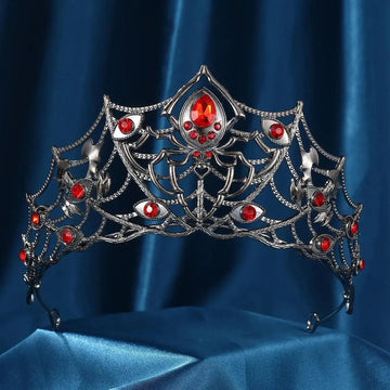Crystal Dark Goddess Halloween Crown Gothic Spider Web Tiaras Witch Hair Accessories Vampire Accessory-MoonChildWorld